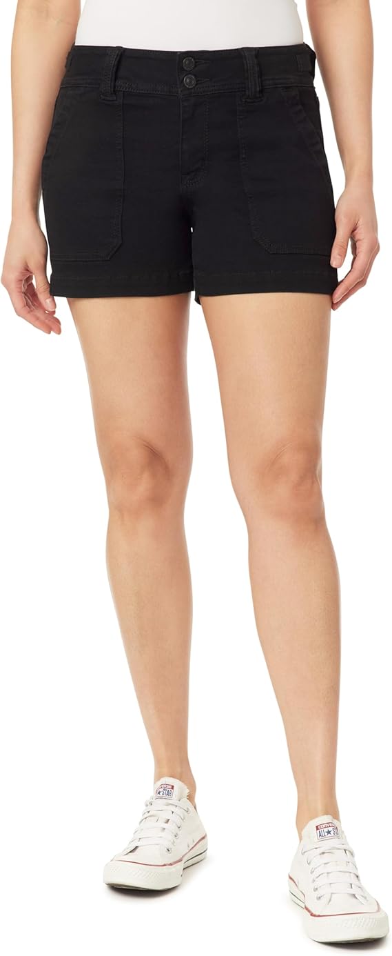 WallFlower Womens Ultra 4" Relaxed Utility Denim Shorts Mid-Rise Insta Soft Juniors