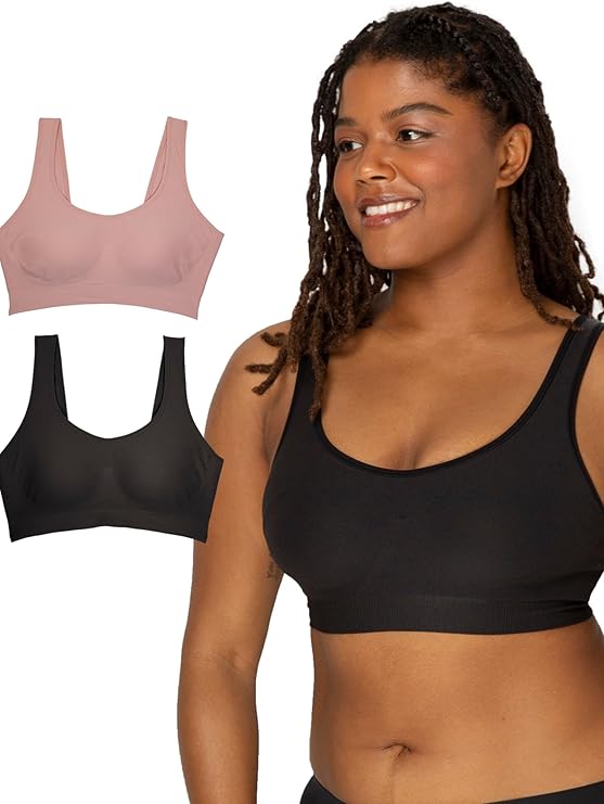 Fruit of The Loom Women's 2-Pack Full Coverage Wireless Bra w/ Built In Pads - All Day Comfort