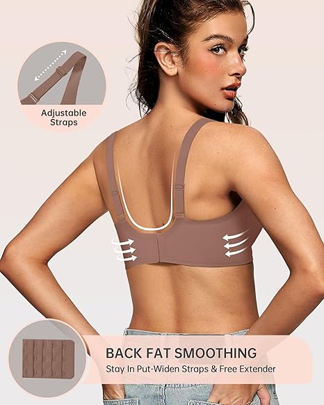 OEAK Womens Deep V Bras Wireless Comfortable Bra Supportive No Underwire Bras Tshirt Push Up Bralettes Plunge Seamless Bra - Image 2