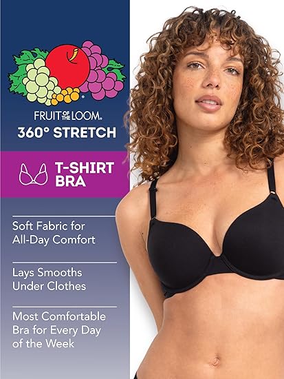 Fruit of The Loom Womens Smooth Cotton T-Shirt Bra - Ultra-Soft, Flexible, and Invisible Under Tees - Image 2