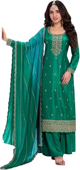 New Vichitra Punjabi Style Sharara Suit For Women Ready To Wear Salwar Kameez With Dupatta 2807