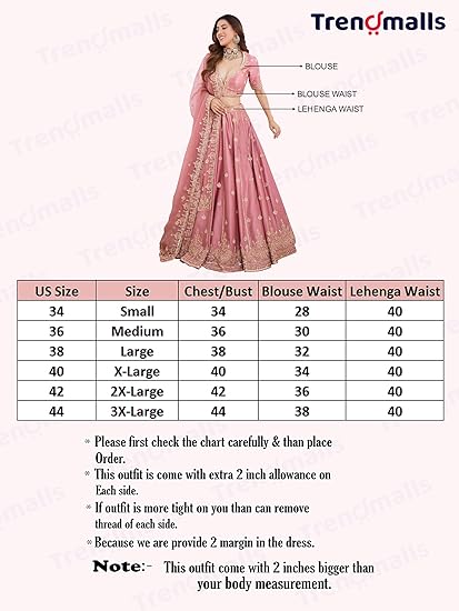 TRENDMALLS Women's Satin Embroidery Sequence Work Bridal Lehenga Choli Set with Dupatta For Women Ready To Wear - Image 2