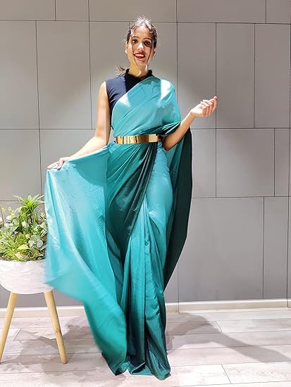 Women's Chiffon Georgette Ready To Wear saree With Unstitched Blouse Piece - Image 3