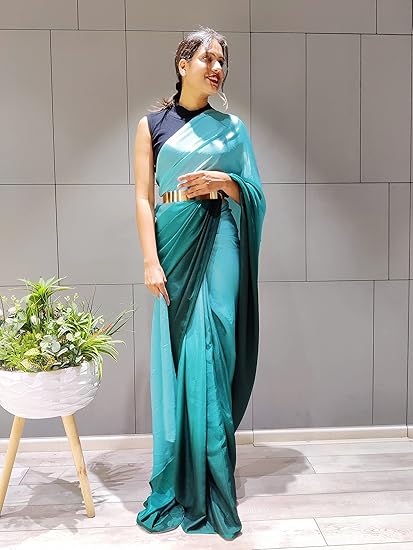 Women's Chiffon Georgette Ready To Wear saree With Unstitched Blouse Piece