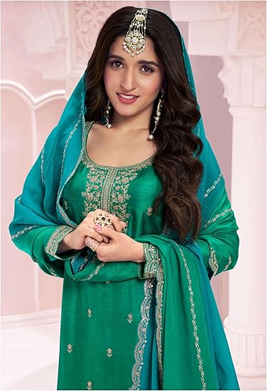 New Vichitra Punjabi Style Sharara Suit For Women Ready To Wear Salwar Kameez With Dupatta 2807 - Image 2