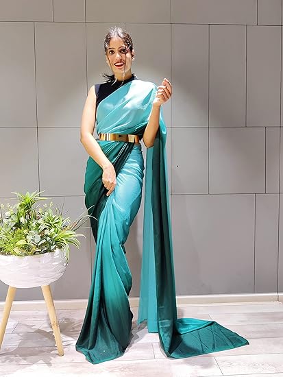 Women's Chiffon Georgette Ready To Wear saree With Unstitched Blouse Piece - Image 4