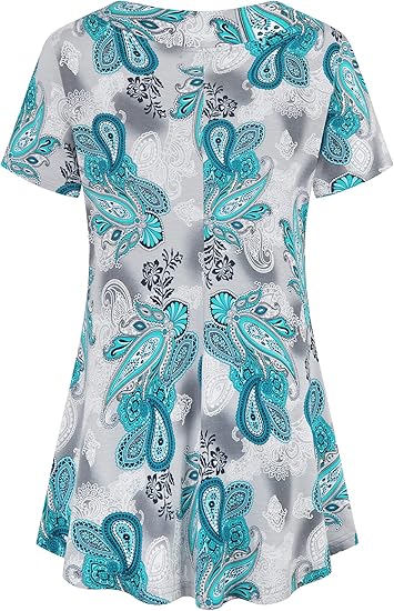 Ninedaily Women's Tunic Summer Short Sleeve Top Loose V Neck Dressy Shirt Blouse - Image 3